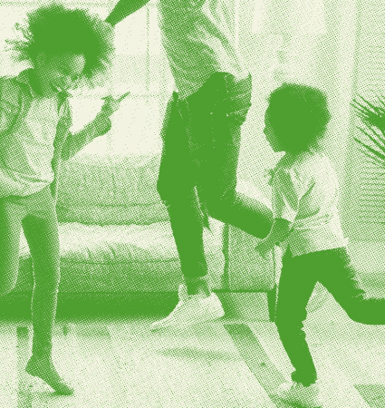 Happy family in their house